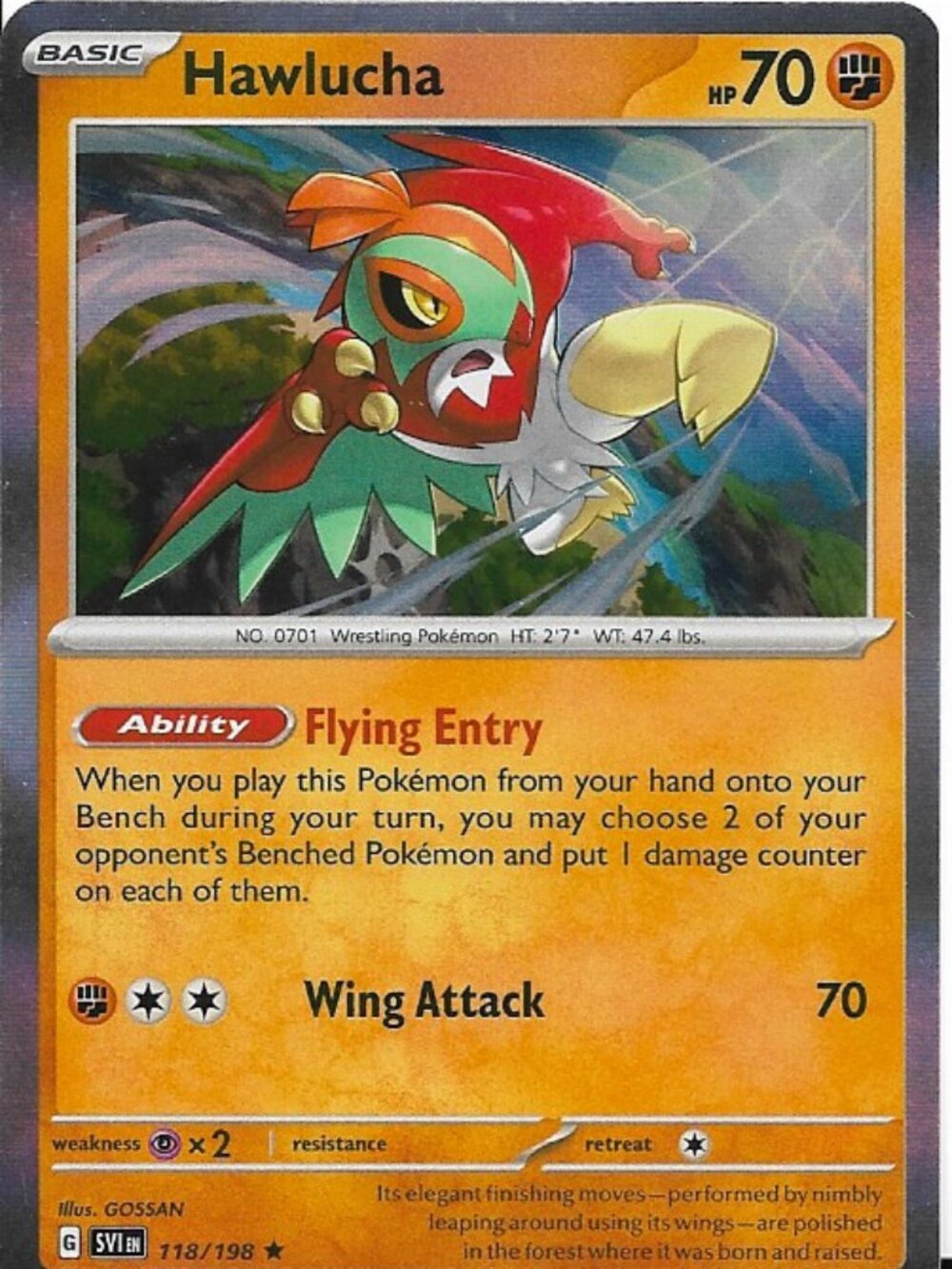 Pokemon Hawlucha 118/198 Scarlet & Violet Base Holo LP